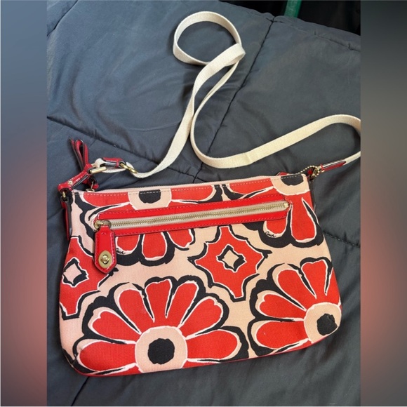 Coach Floral Crossbody Bag - Red and Cream - Picture 1 of 12